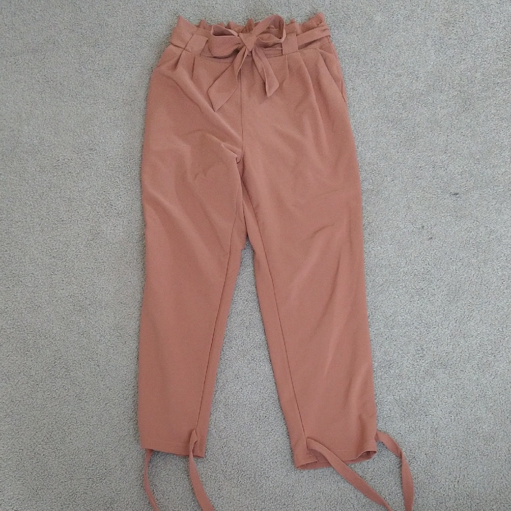 Dusty Rose Paperbag Waist Pants